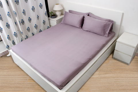 400 Thread Count Cotton Bedsheet & 2 Pillow Cases (Mauve)