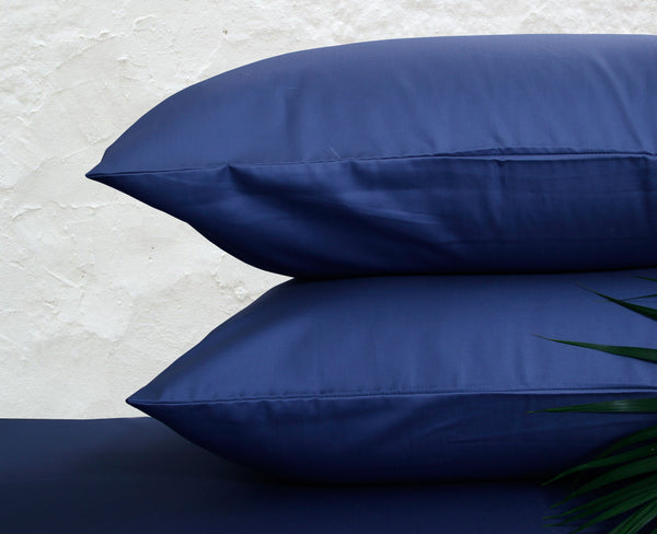 500 Thread Count Cotton Bedsheet & 2 Pillow Cases (Blue)(Queen)