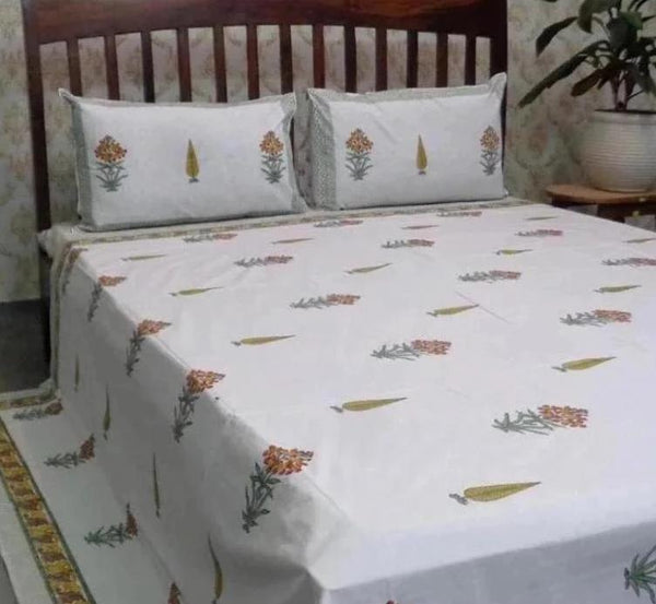 This bedsheet is made of a superior quality, pure, combed cotton called ‘percale’. It comes with two matching pillow cases.