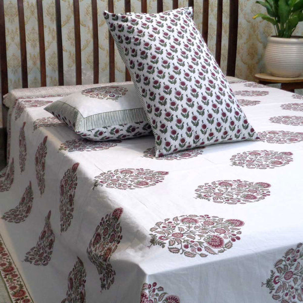 Handblock Percale Bedsheet (Multicolor)