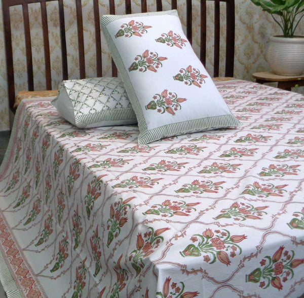 Handblock Percale Bedsheet (Multicolor)