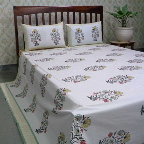 Handblock Percale Cotton Bedsheets (Queen)