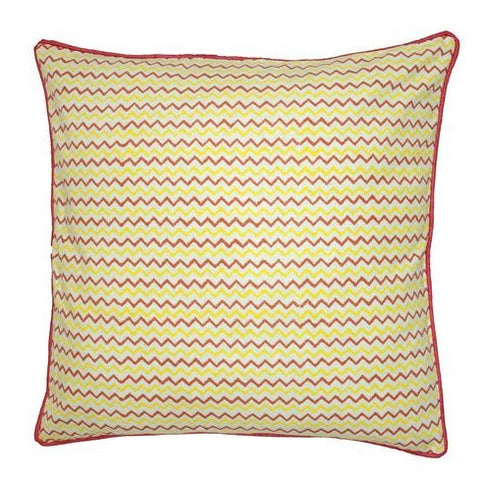 Handblocked Cotton Cushion (Yellow ,Pink)