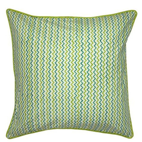 Handblocked Cotton Cushion (green)