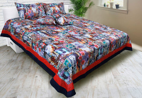 Silk Bedspread (Blue  red)